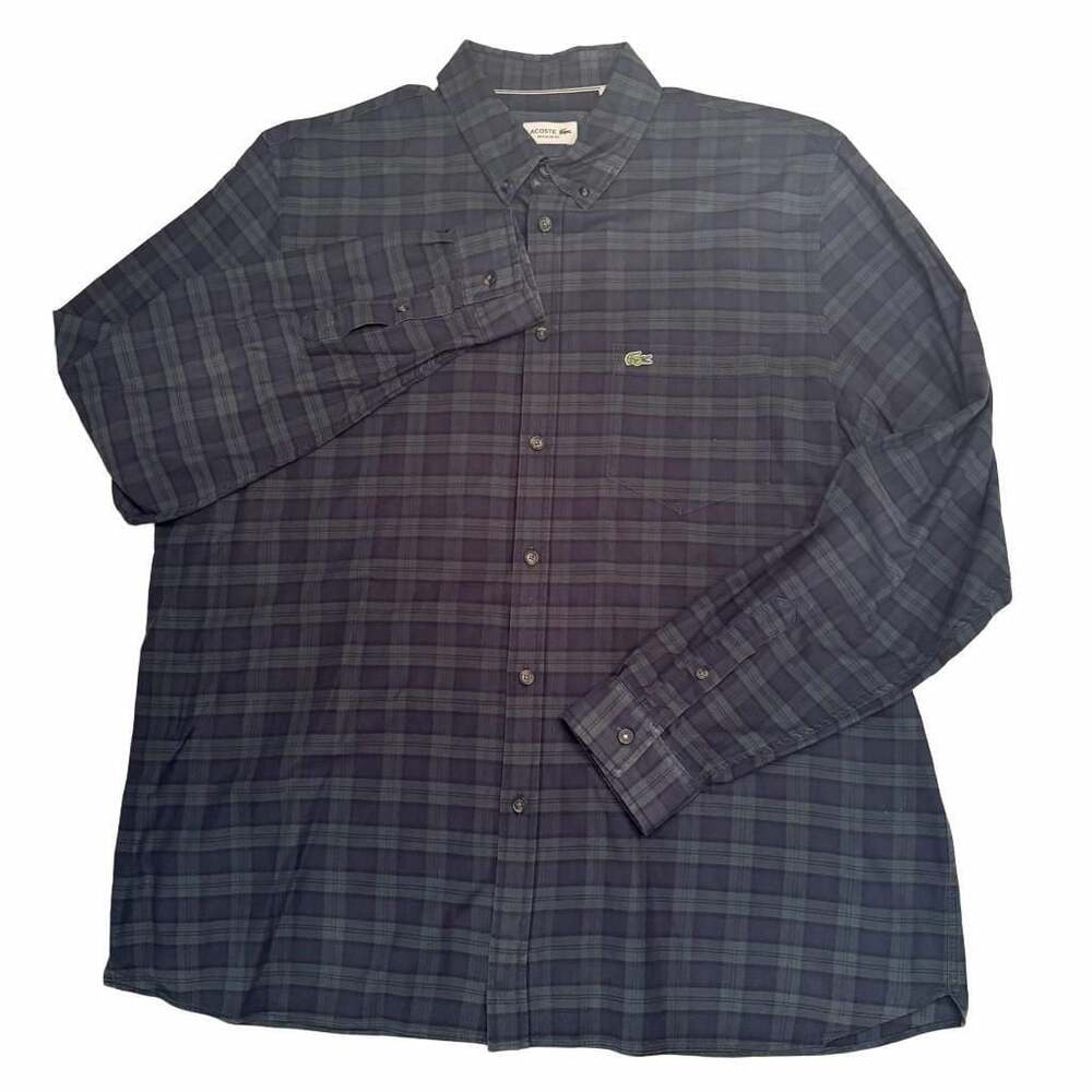 Lacoste Regular Fit Plaid Long Sleeve Button Down Shirt Green Blue Size US XL